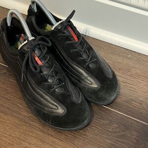 Ecco Black Suede Leather Lace-Up Casual Sneaker driving Shoes Women’s 39